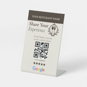 Moderne neutrale Teilen Sie Ihre Erfahrung QR-Code Sockelschild