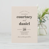 Moderne, neutrale, trendige Mix-Hochzeit Einladung (Stehend Vorderseite)