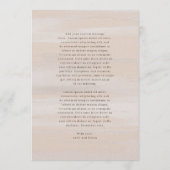 Moderne neutrale Wasserfarbe Elegante Hochzeit Menükarte (Rückseite)