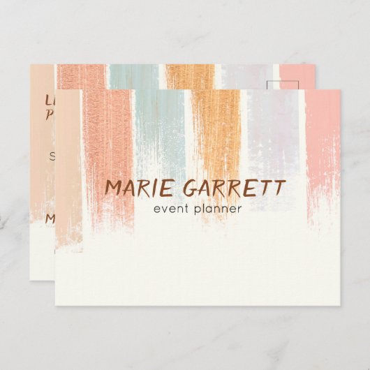 Moderne, neutrale Wasserfarbenpinselstriche Postkarte (Vorne/Hinten)