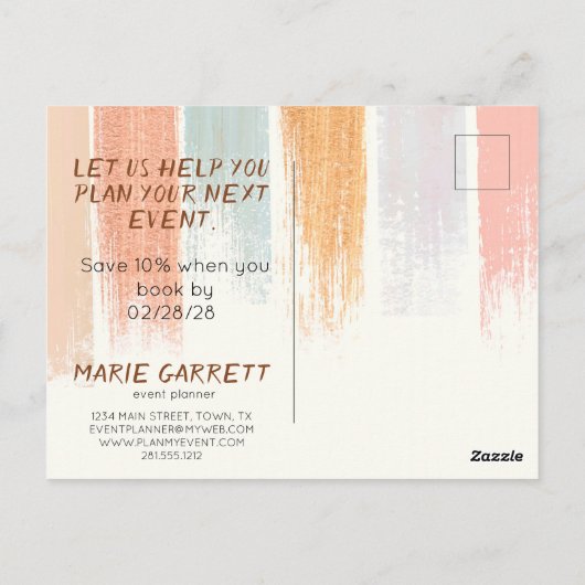 Moderne, neutrale Wasserfarbenpinselstriche Postkarte (Rückseite)