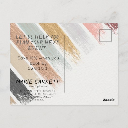 Moderne, neutrale Wasserfarbenpinselstriche Postkarte (Rückseite)