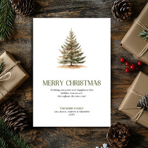 Moderne neutrale Weihnachtsbaum Elegante Typografi Feiertagskarte