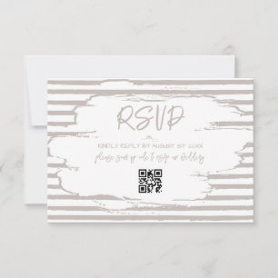 Moderne neutrale weiße Streifen Hochzeit RSVP Karte