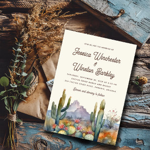Moderne neutrale Wüstenkuchen Landschaft Hochzeit Einladung