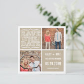 Moderne NEUTRALS Save the Date Square Foto Cards Einladung (Stehend Vorderseite)