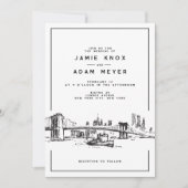 Moderne New York City Brooklyn Sketch Wedding Einladung (Vorderseite)