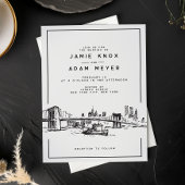 Moderne New York City Brooklyn Sketch Wedding Einladung