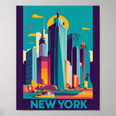 Moderne New Yorker Landschaft Flat Vector Art Poster (Vorne)