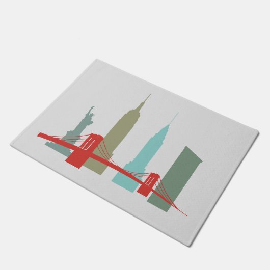 Moderne New Yorker Skyline, Gebäude-Architektur Fußmatte (Schrägansicht)