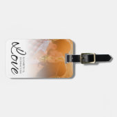 Moderne Newlyweds einfache Foto- und Liebe-Script- Gepäckanhänger (Vorderseite horizontal)