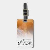 Moderne Newlyweds einfache Foto- und Liebe-Script- Gepäckanhänger (Vorderseite vertikal)