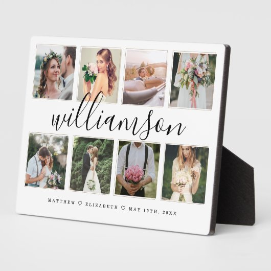 Moderne Newlyweds Hochzeitfoto Collage Keepake Fotoplatte (Seite)