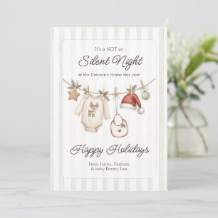 Moderne nicht so stille Nacht Wäscheleine Baby Feiertagskarte