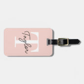 Moderne Niedlich Blush Pink Monogram Name Girl Scr Gepäckanhänger (Vorderseite horizontal)