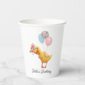 Moderne Niedlich Duck Floral Crown 1. Geburtstag Pappbecher (Vorderseite)