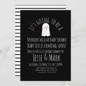 Moderne Niedlich Ghost Ghoul Babydusche Streifen Einladung (Vorne/Hinten)