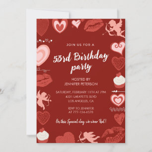 Moderne Niedlich Hearts Rot Einladungen zum 53. Ge
