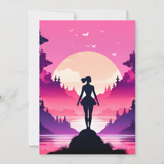 Moderne, niedlich-pink-Girl-Gymnastik zum 10. Gebu Einladung (Rückseite)