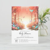 Moderne Niedlich verzauberte Forest Baby Dusche Einladung (Stehend Vorderseite)