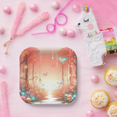 Moderne Niedlich verzauberte Forest Baby Dusche Pappteller (Party)