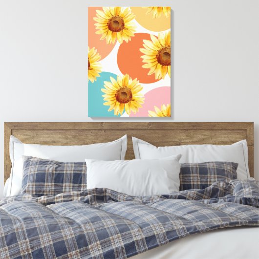 Moderne niedliche Abstrakte Sonnenblume Leinwanddruck (Insitu (Schlafzimmer))