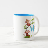 Moderne Niedliche Affen und Türkisfarben Erste Tas Zweifarbige Tasse (VorderseiteRechts)