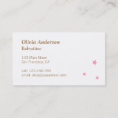 Moderne Niedliche Babysitter-Visitenkarten Visitenkarte (Rückseite)