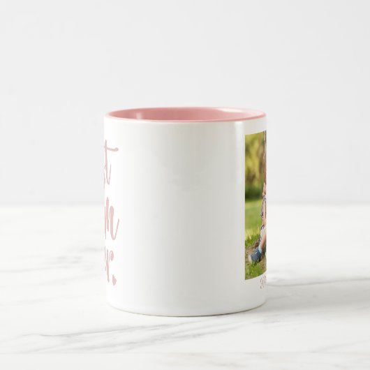 Moderne Niedliche beste Mama je Kind Foto | Rosa Zweifarbige Tasse (Mittel)