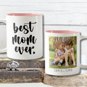 Moderne Niedliche beste Mama je Kind Foto | Rosa Zweifarbige Tasse