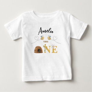 Moderne Niedliche Biene zum ersten Geburtstag Baby T-shirt