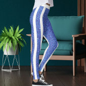 Moderne Niedliche, blaue Glitzer Glitzern Streifen Leggings