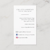 Moderne Niedliche blaugegossene Blume Florist Desi Visitenkarte (Rückseite)