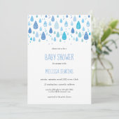 Moderne Niedliche Blue Raindrops Baby Boy Dusche Einladung (Stehend Vorderseite)
