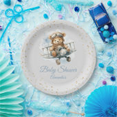 Moderne niedliche Boho Blue Teddy Bear Boy Babydus Pappteller (Party)
