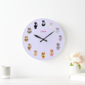 Moderne Niedliche Cartoon Katzen Große Wanduhr (Zuhause)