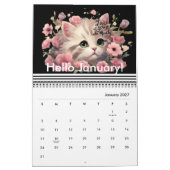 Moderne Niedliche Cat Blume Monatlich Jahr 2024 Kalender (Jan 2027)