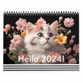 Moderne Niedliche Cat Blume Monatlich Jahr 2024 Kalender (Titelbild)