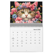 Moderne Niedliche Cat Blume Monatlich Jahr 2024 Kalender (Mär 2026)