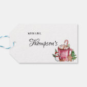 Moderne Niedliche Cup frohe Weihnachten glückliche Geschenkanhänger (Rückseite Horizontal)