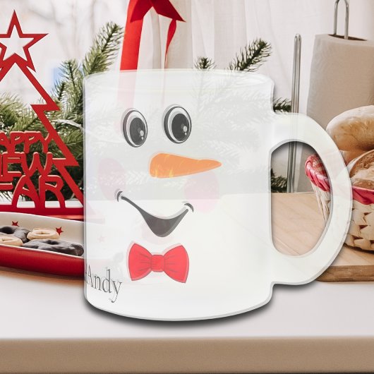Moderne Niedliche Custom Lächeln Snowman Gesicht Mattglastasse