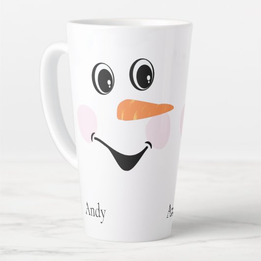 Moderne Niedliche Custom Lächeln Snowman Gesicht Milchtasse (Linke Ecke)