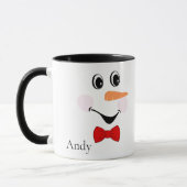 Moderne Niedliche Custom Lächeln Snowman Gesicht Tasse (Links)
