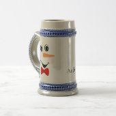 Moderne Niedliche Custom Lächeln Snowman Red Blue Bierglas (Vorderseite Links)