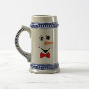 Moderne Niedliche Custom Lächeln Snowman Red Blue Bierglas