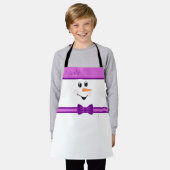 Moderne Niedliche Custom Snowman Face Lila Bowtie Schürze (Getragen)