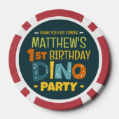 Moderne Niedliche Dino Dinosaur Kid's Geburtstag V Pokerchips (Rückseite)