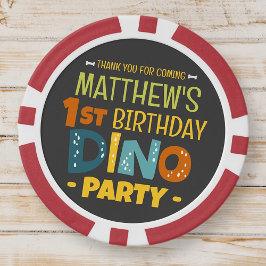 Moderne Niedliche Dino Dinosaur Kid's Geburtstag V Pokerchips