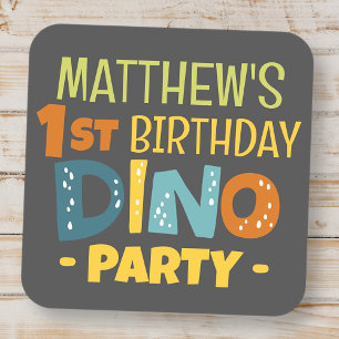 Moderne Niedliche Dino Dinosaur Kid's Geburtstag V Quadratischer Aufkleber