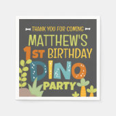 Moderne Niedliche Dino Dinosaur Kid's Geburtstag V Serviette (Vorderseite)